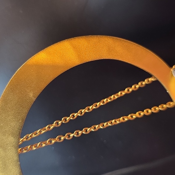 RARE-RLM Studio Hammered Brass Moon Pendant 18" Necklace & Matching Earrings Set - Picture 16 of 16